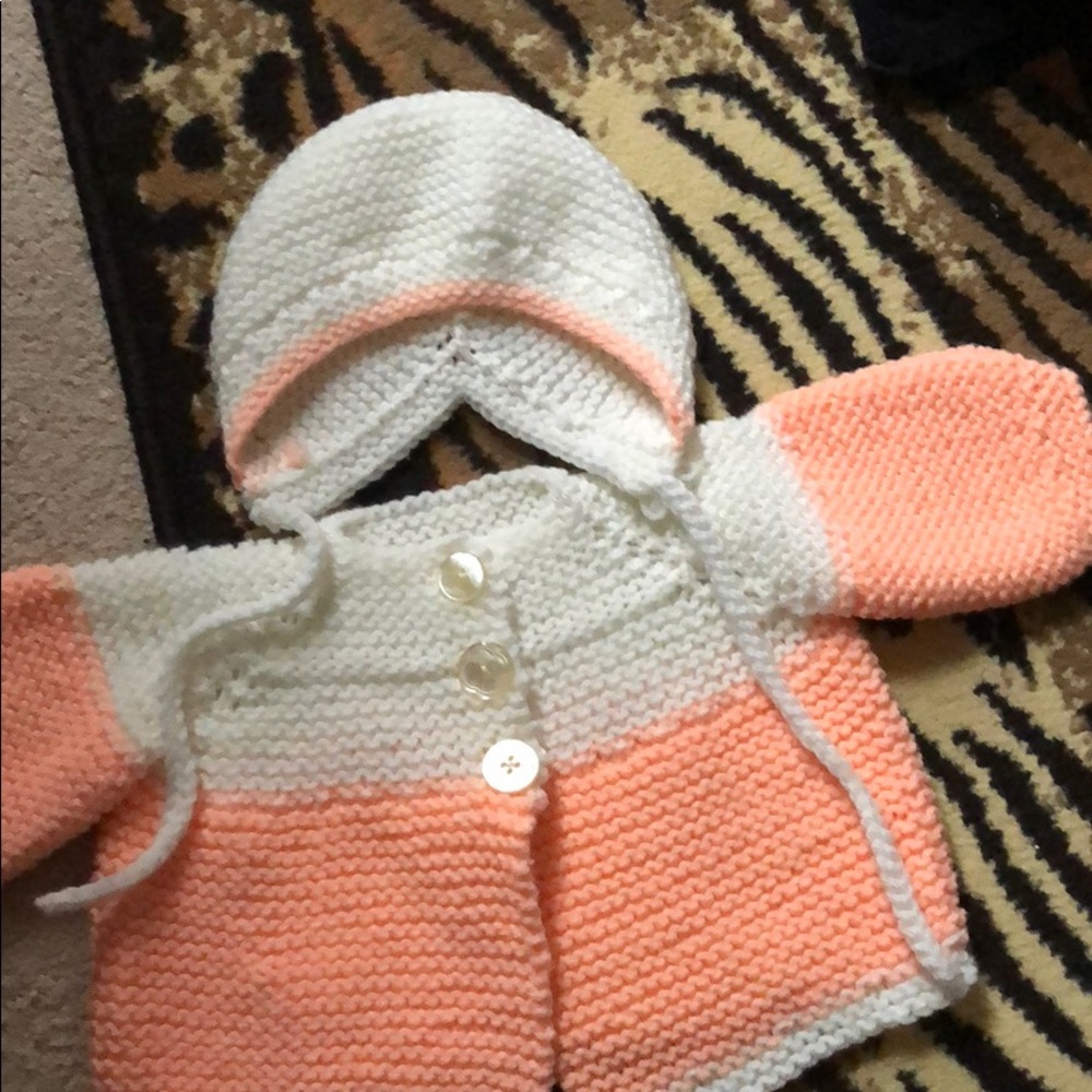 Homemade baby bonnet and jacket